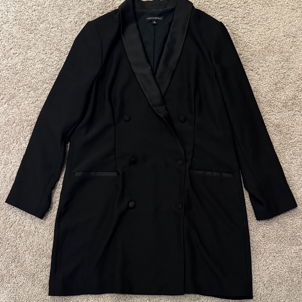 Banana Republic Black Double-Breasted Blazer